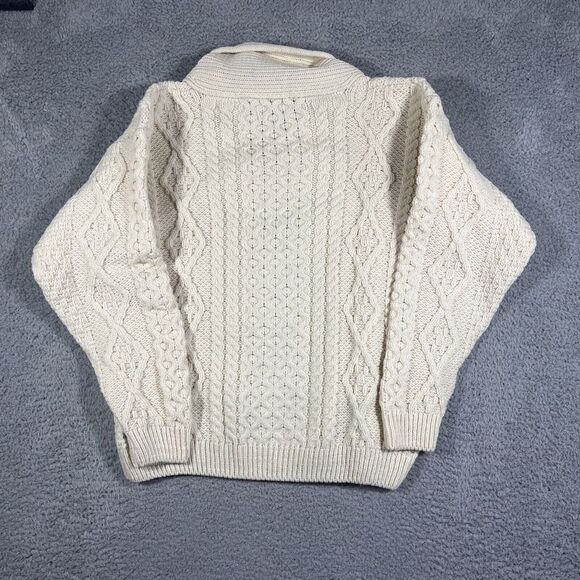 NWOT Carraig Donn Frank & Oak Merino Wool Sweater Fisherman Cable Knit L Button - Picture 3 of 7